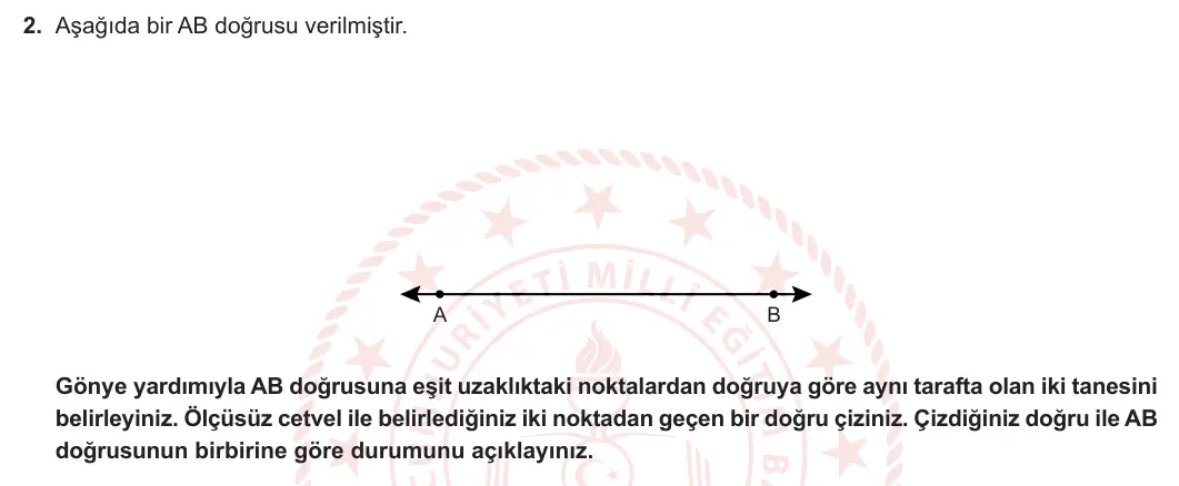 5. Sınıf Matematik 2024-2025 1. Dönem 1. Yazılı 2. Soru görseli