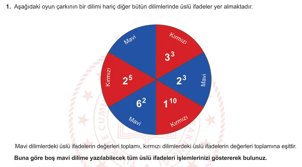 6. Sınıf Matematik 2024-2025 1. Dönem 1. Yazılı 1. Soru görseli