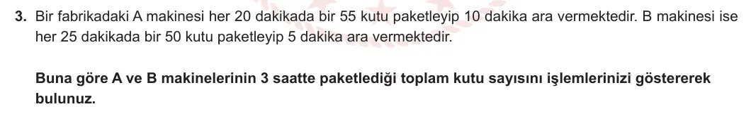 6. Sınıf Matematik 2024-2025 1. Dönem 1. Yazılı 3. Soru görseli