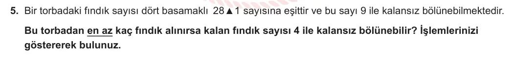 6. Sınıf Matematik 2024-2025 1. Dönem 1. Yazılı 5. Soru görseli