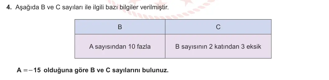 7. Sınıf Matematik 2024-2025 1. Dönem 1. Yazılı 4. Soru görseli