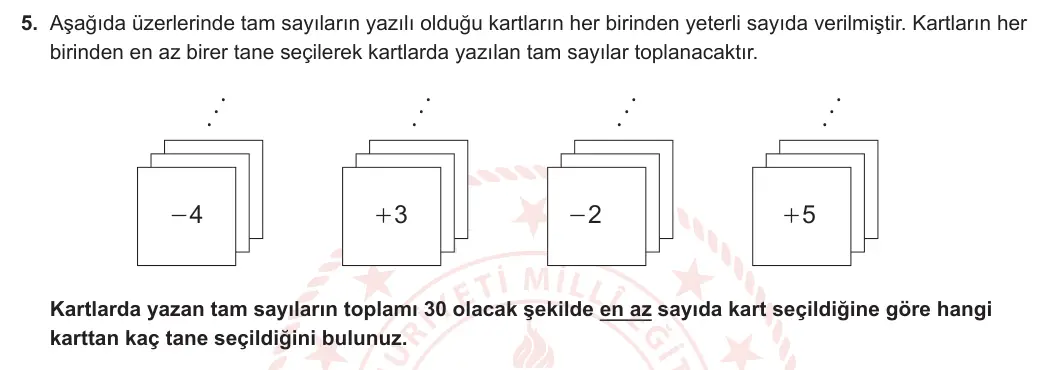 7. Sınıf Matematik 2024-2025 1. Dönem 1. Yazılı 5. Soru görseli