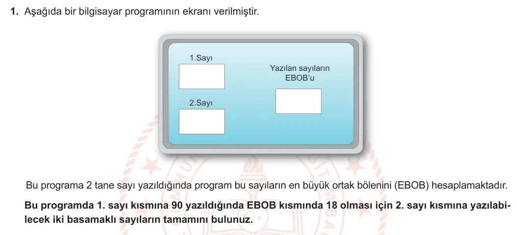 8. Sınıf Matematik 2024-2025 1. Dönem 1. Yazılı 1. Soru görseli