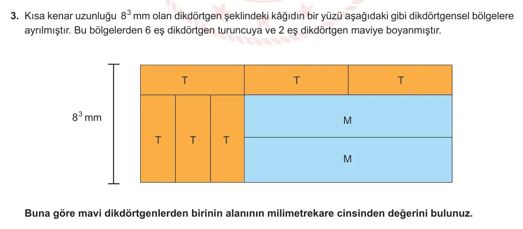 8. Sınıf Matematik 2024-2025 1. Dönem 1. Yazılı 3. Soru görseli