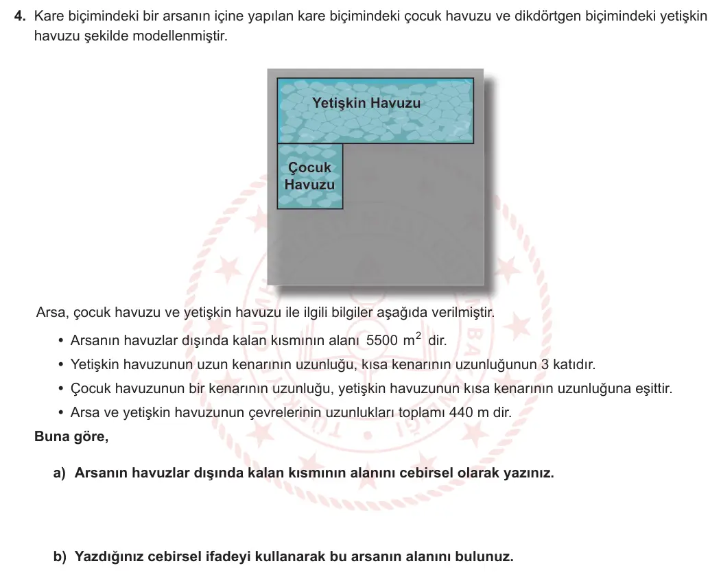 9. Sınıf Matematik 2024-2025 1. Dönem 1. Yazılı 4. Soru görseli