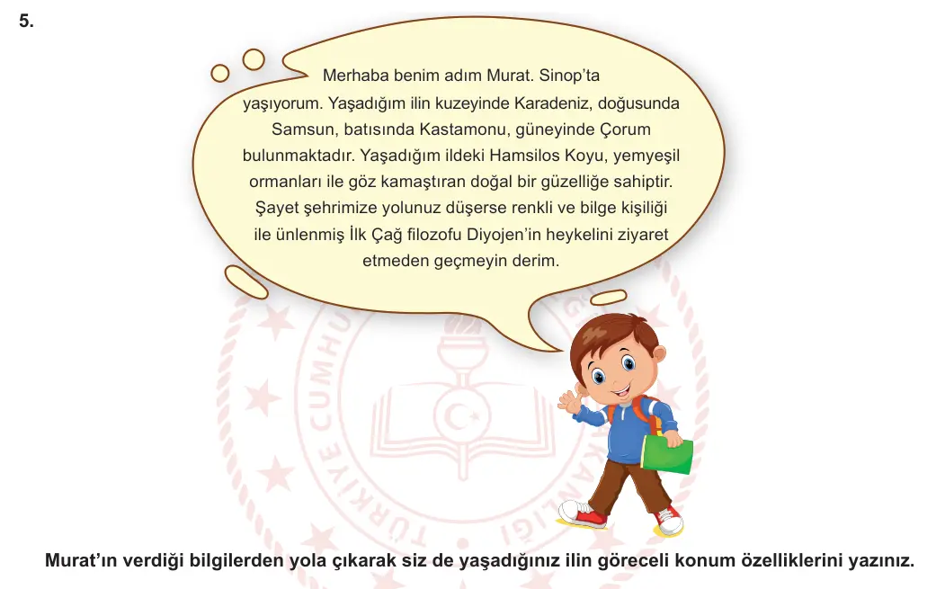 5. Sınıf Sosyal Bilgiler 2024-2025 1. Dönem 1. Yazılı 5. Soru görseli