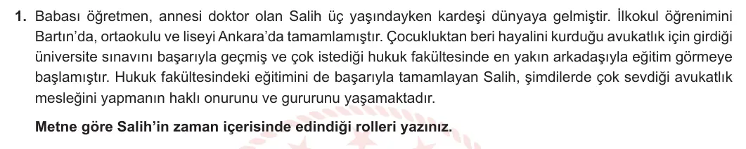6. Sınıf Sosyal Bilgiler 2024-2025 1. Dönem 1. Yazılı 1. Soru görseli