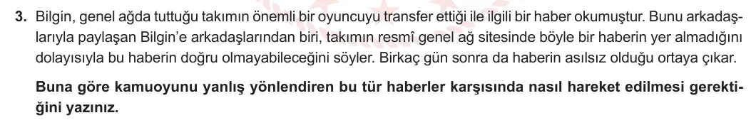 7. Sınıf Sosyal Bilgiler 2024-2025 1. Dönem 1. Yazılı 3. Soru görseli