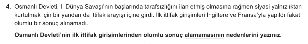 8. Sınıf T.C. İnkılap Tarihi ve Atatürkçülük 2024-2025 1. Dönem 1. Yazılı 4. Soru görseli