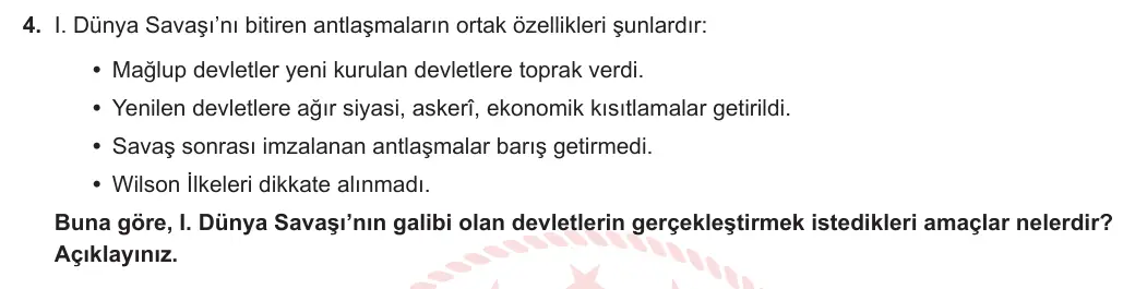 12. Sınıf T.C. İnkılap Tarihi ve Atatürkçülük 2024-2025 1. Dönem 1. Yazılı 4. Soru görseli