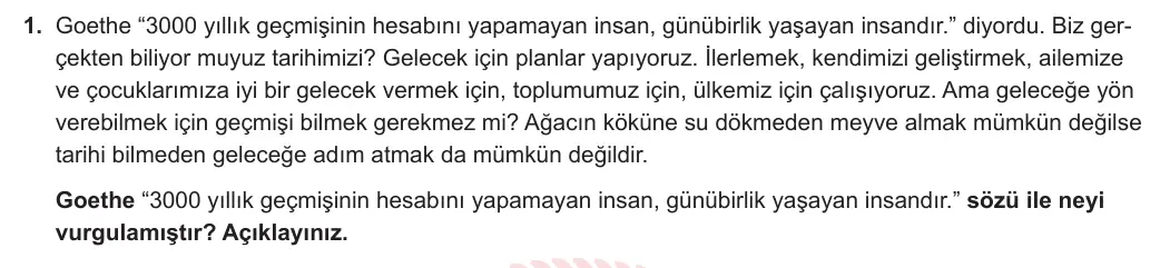 9. Sınıf Tarih 2024-2025 1. Dönem 1. Yazılı 1. Soru görseli