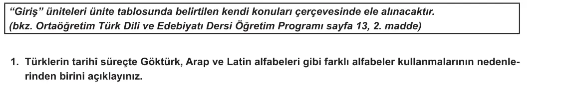 10. Sınıf Türk Dili ve Edebiyatı 2024-2025 1. Dönem 1. Yazılı 1. Soru görseli