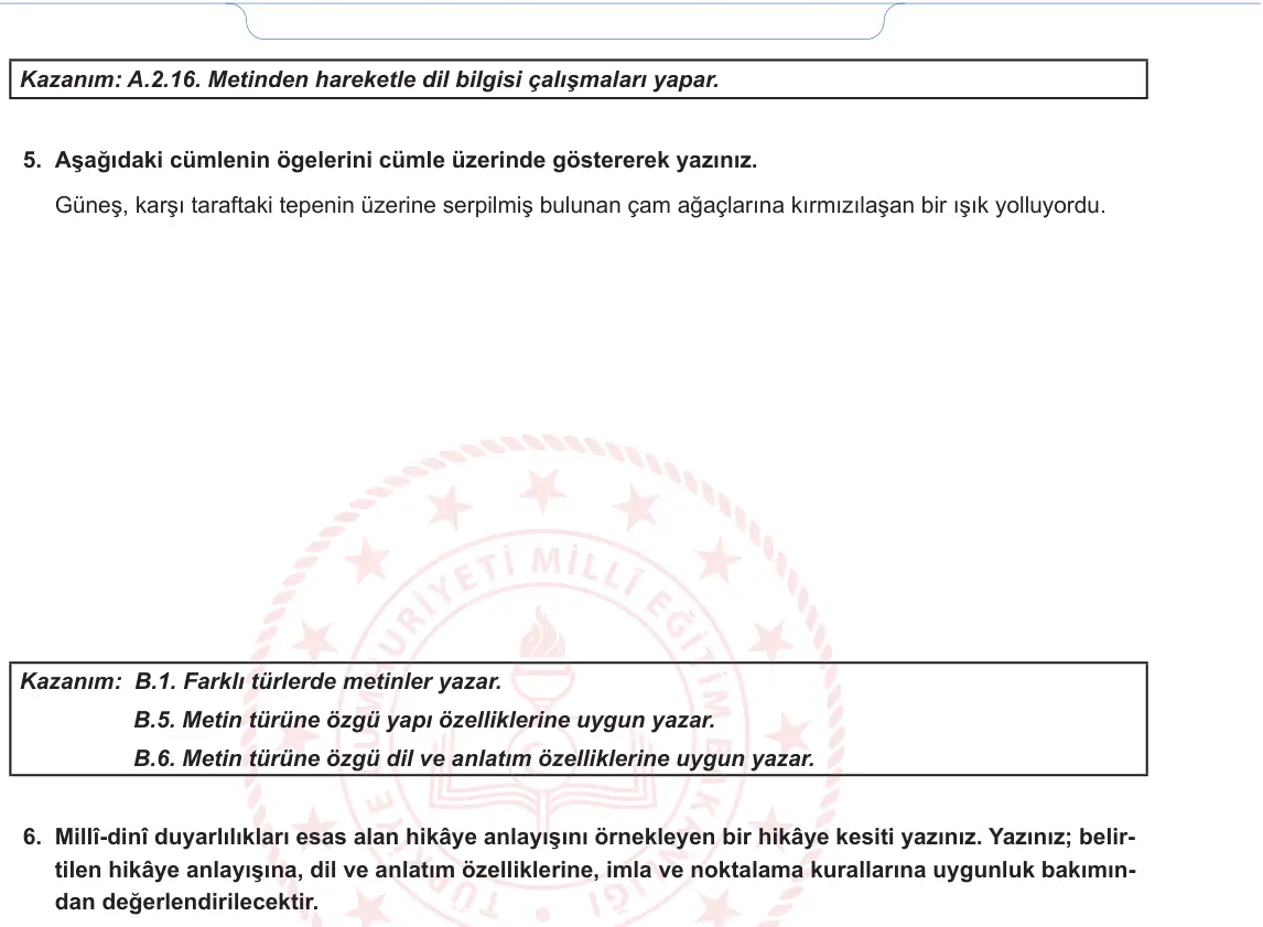 11. Sınıf Türk Dili ve Edebiyatı 2024-2025 1. Dönem 1. Yazılı 4. Soru görseli (2/2)