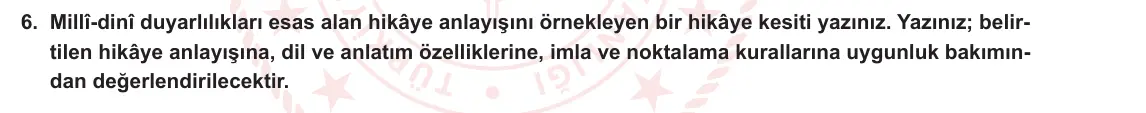 11. Sınıf Türk Dili ve Edebiyatı 2024-2025 1. Dönem 1. Yazılı 6. Soru görseli