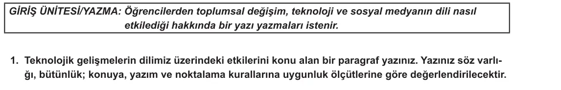 12. Sınıf Türk Dili ve Edebiyatı 2024-2025 1. Dönem 1. Yazılı 1. Soru görseli