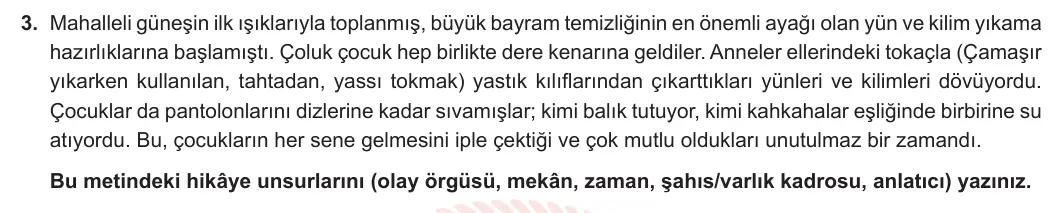 6. Sınıf Türkçe 2024-2025 1. Dönem 1. Yazılı 3. Soru (MEB Yayınları) görseli
