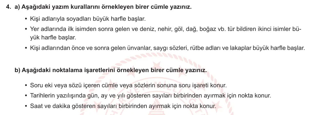 6. Sınıf Türkçe 2024-2025 1. Dönem 1. Yazılı 4. Soru (MEB Yayınları) görseli