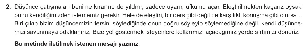 6. Sınıf Türkçe 2024-2025 1. Dönem 1. Yazılı 2. Soru (Yıldırım Yayınları) görseli