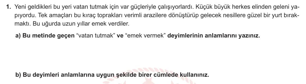 7. Sınıf Türkçe 2024-2025 1. Dönem 1. Yazılı 1. Soru (MEB Yayınları) görseli