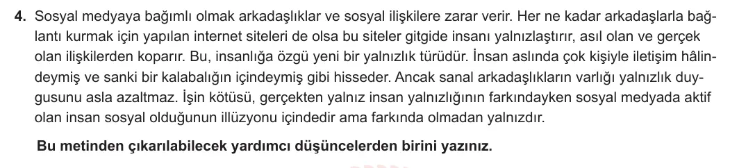 7. Sınıf Türkçe 2024-2025 1. Dönem 1. Yazılı 4. Soru (Özgün Yayınları) görseli