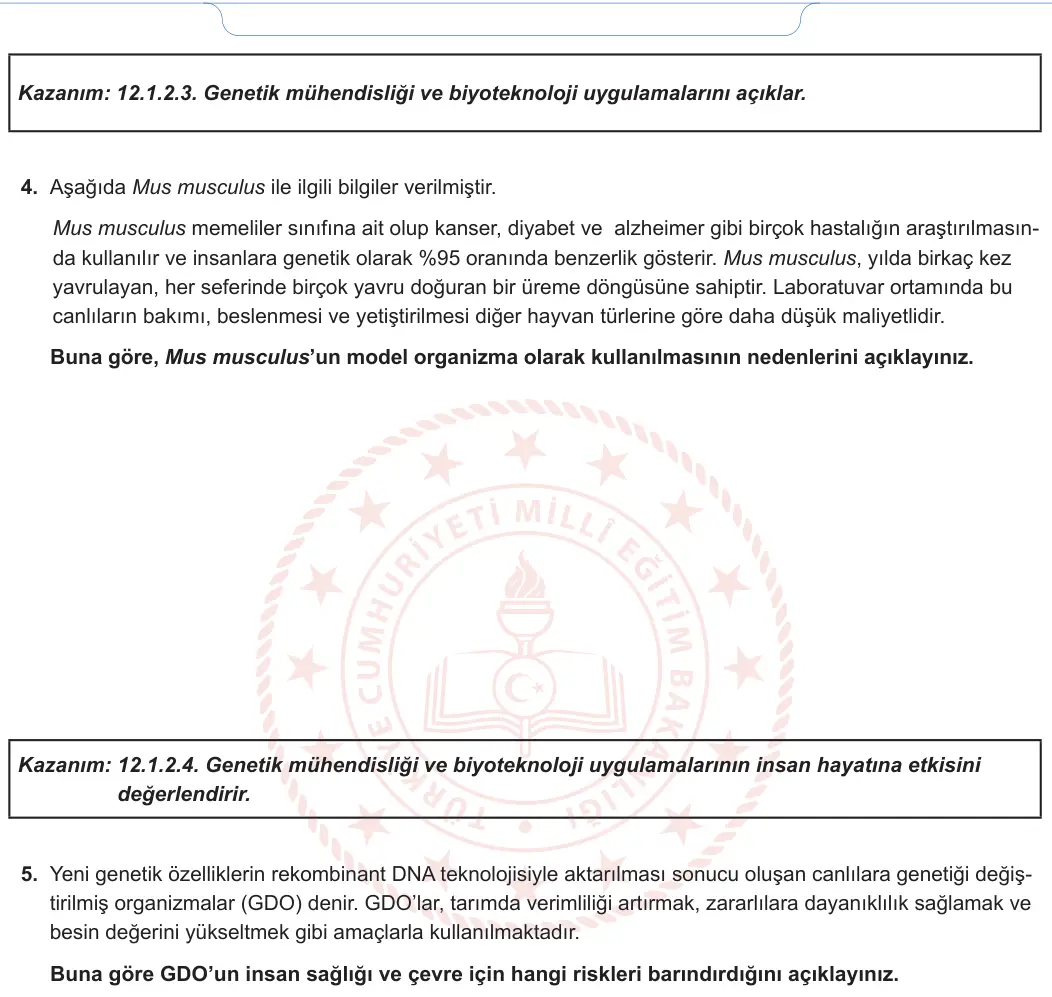 12. Sınıf Biyoloji 2024-2025 1. Dönem 2. Yazılı 3. Soru görseli (2/2)