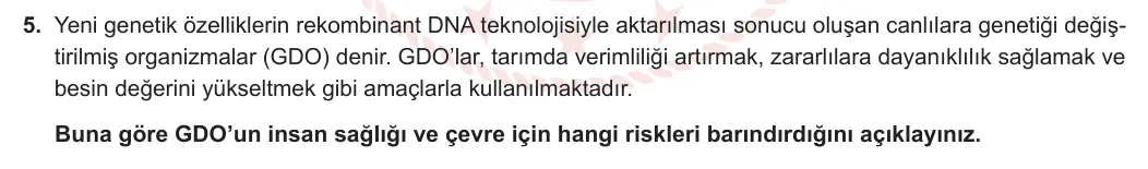12. Sınıf Biyoloji 2024-2025 1. Dönem 2. Yazılı 5. Soru görseli