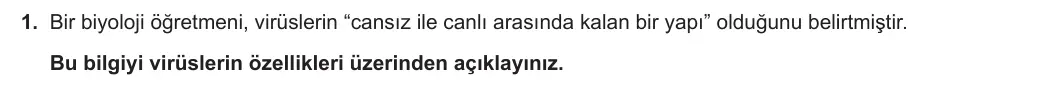 9. Sınıf Biyoloji 2024-2025 1. Dönem 2. Yazılı 1. Soru görseli (1/2)