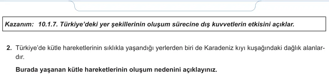 10. Sınıf Coğrafya 2024-2025 1. Dönem 2. Yazılı 1. Soru görseli (2/2)