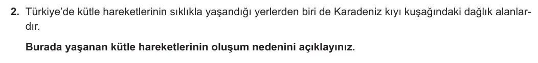 10. Sınıf Coğrafya 2024-2025 1. Dönem 2. Yazılı 2. Soru görseli (1/2)