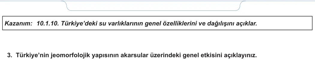 10. Sınıf Coğrafya 2024-2025 1. Dönem 2. Yazılı 2. Soru görseli (2/2)
