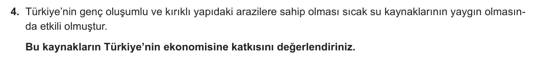 10. Sınıf Coğrafya 2024-2025 1. Dönem 2. Yazılı 4. Soru görseli (1/2)
