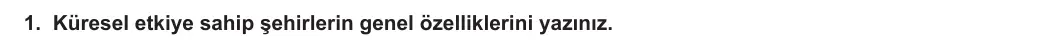 11. Sınıf Coğrafya 2024-2025 1. Dönem 2. Yazılı 1. Soru görseli (1/2)