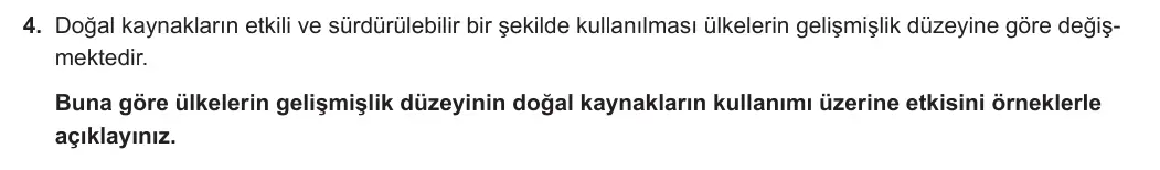 11. Sınıf Coğrafya 2024-2025 1. Dönem 2. Yazılı 4. Soru görseli (1/2)