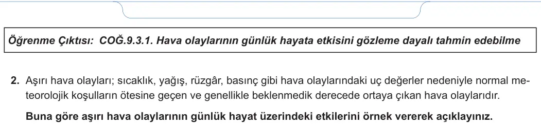 9. Sınıf Coğrafya 2024-2025 1. Dönem 2. Yazılı 1. Soru görseli (2/2)