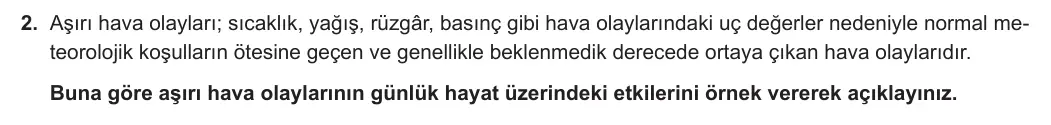 9. Sınıf Coğrafya 2024-2025 1. Dönem 2. Yazılı 2. Soru görseli (1/2)