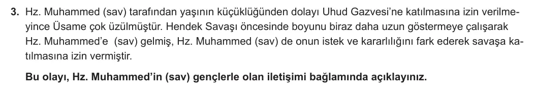 10. Sınıf Din Kültürü ve Ahlak Bilgisi 2024-2025 1. Dönem 2. Yazılı 3. Soru görseli