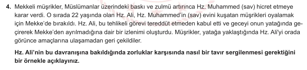 10. Sınıf Din Kültürü ve Ahlak Bilgisi 2024-2025 1. Dönem 2. Yazılı 4. Soru görseli