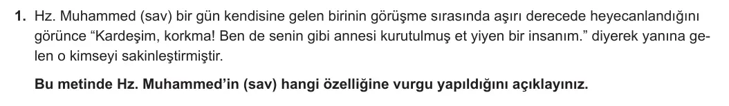 11. Sınıf Din Kültürü ve Ahlak Bilgisi 2024-2025 1. Dönem 2. Yazılı 1. Soru görseli