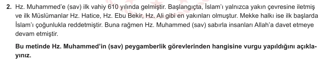 11. Sınıf Din Kültürü ve Ahlak Bilgisi 2024-2025 1. Dönem 2. Yazılı 2. Soru görseli