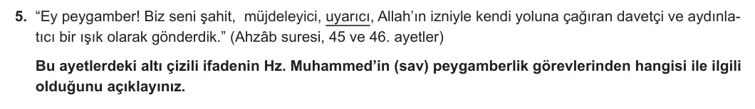 11. Sınıf Din Kültürü ve Ahlak Bilgisi 2024-2025 1. Dönem 2. Yazılı 5. Soru görseli