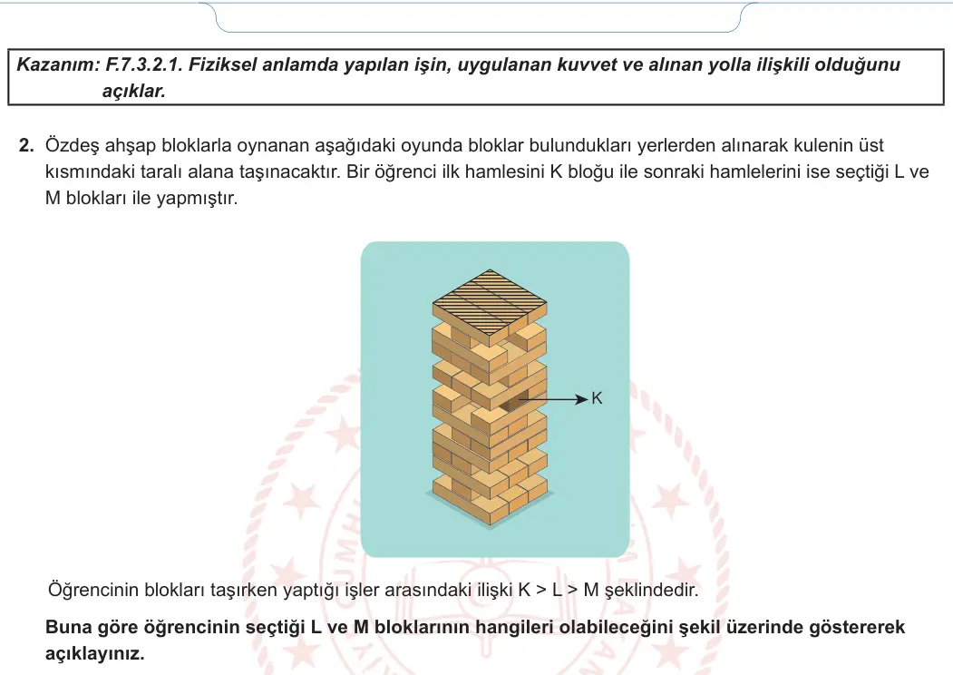 7. Sınıf Fen Bilimleri 2024-2025 1. Dönem 2. Yazılı 1. Soru görseli (2/2)