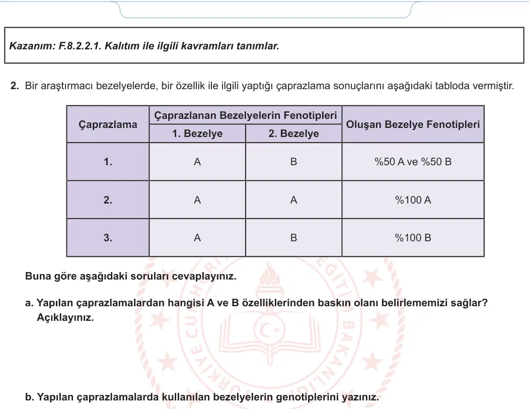 8. Sınıf Fen Bilimleri 2024-2025 1. Dönem 2. Yazılı 1. Soru görseli (2/2)