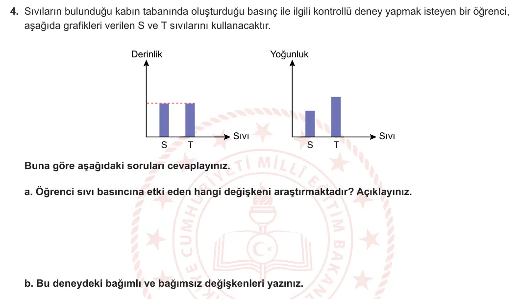 8. Sınıf Fen Bilimleri 2024-2025 1. Dönem 2. Yazılı 4. Soru görseli (1/2)