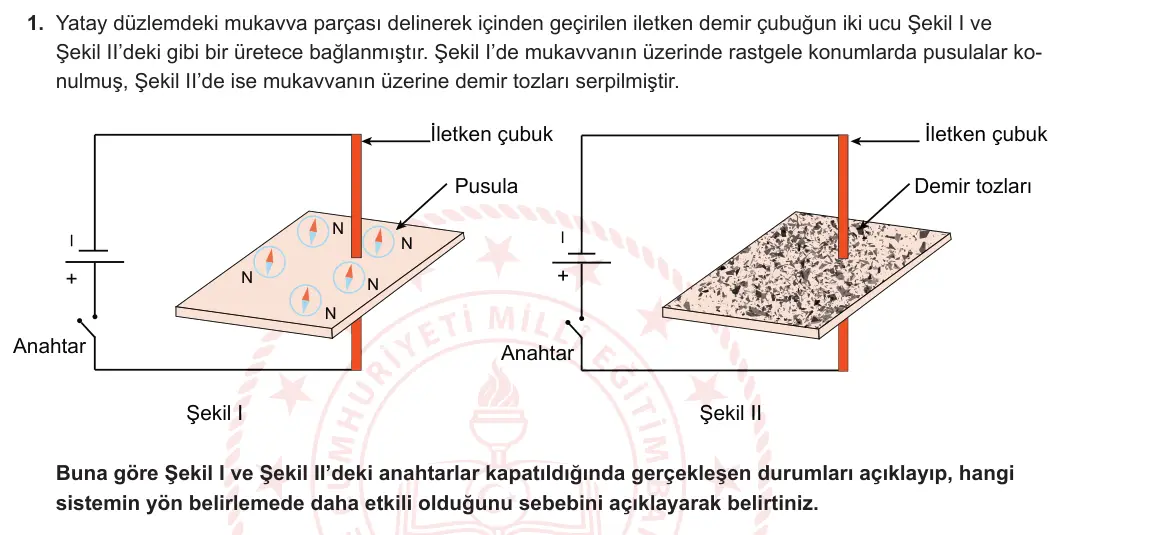 10. Sınıf Fizik 2024-2025 1. Dönem 2. Yazılı 1. Soru görseli