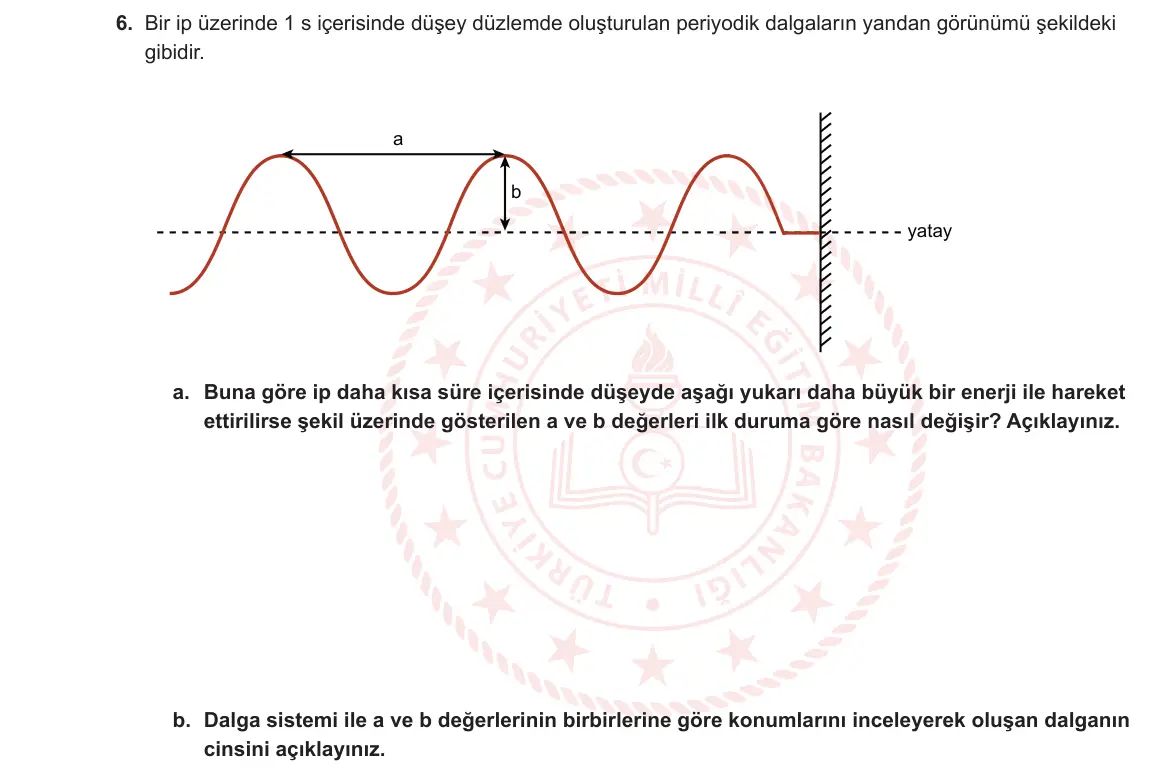10. Sınıf Fizik 2024-2025 1. Dönem 2. Yazılı 6. Soru görseli