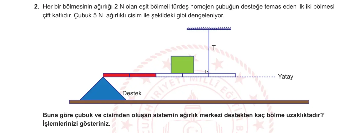 11. Sınıf Fizik 2024-2025 1. Dönem 2. Yazılı 2. Soru görseli