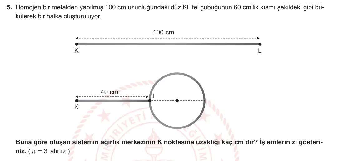 11. Sınıf Fizik 2024-2025 1. Dönem 2. Yazılı 5. Soru görseli