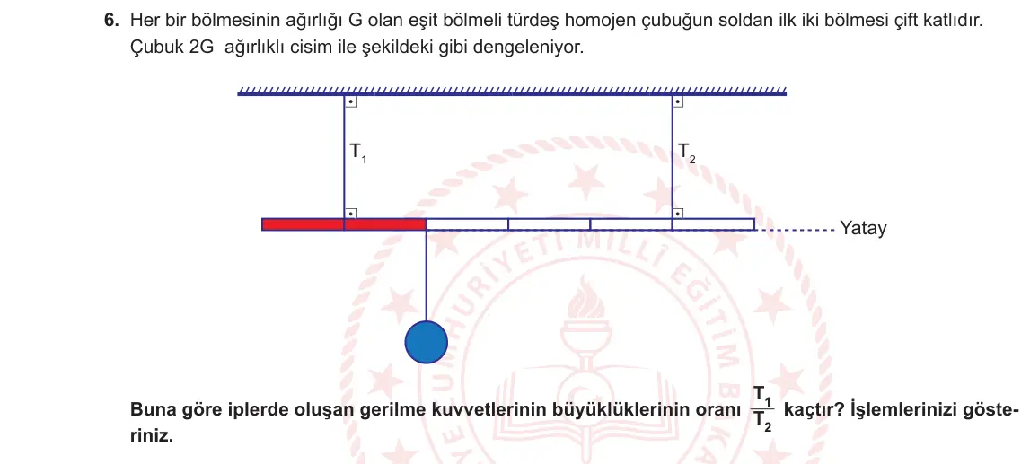 11. Sınıf Fizik 2024-2025 1. Dönem 2. Yazılı 6. Soru görseli
