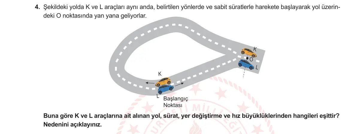 9. Sınıf Fizik 2024-2025 1. Dönem 2. Yazılı 4. Soru görseli