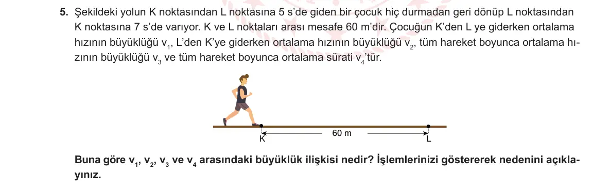 9. Sınıf Fizik 2024-2025 1. Dönem 2. Yazılı 5. Soru görseli